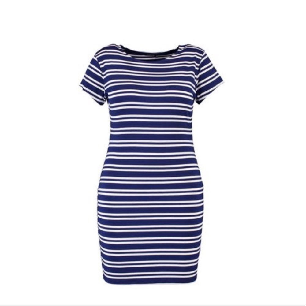 Boohoo Plus Striped Bodycon Mini Dress